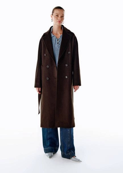 REGULAR FIT WOOL COAT COFFEE - 1