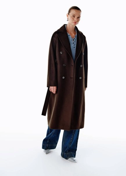 REGULAR FIT WOOL COAT COFFEE - 3