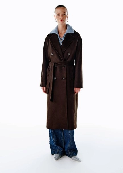 REGULAR FIT WOOL COAT COFFEE - 2