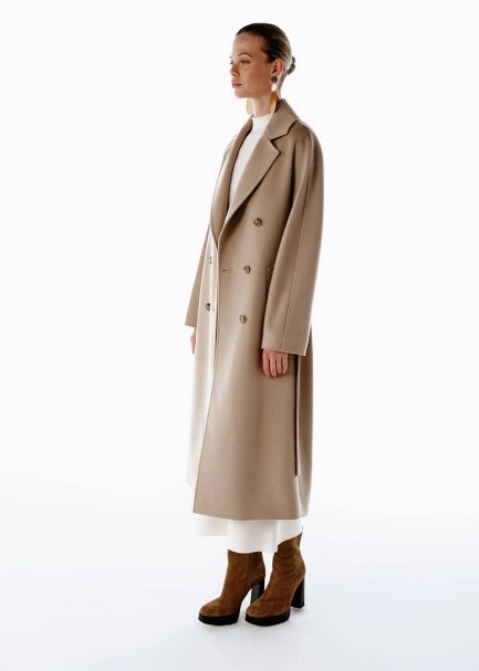 REGULAR FIT WOOL COAT LATTE - 4