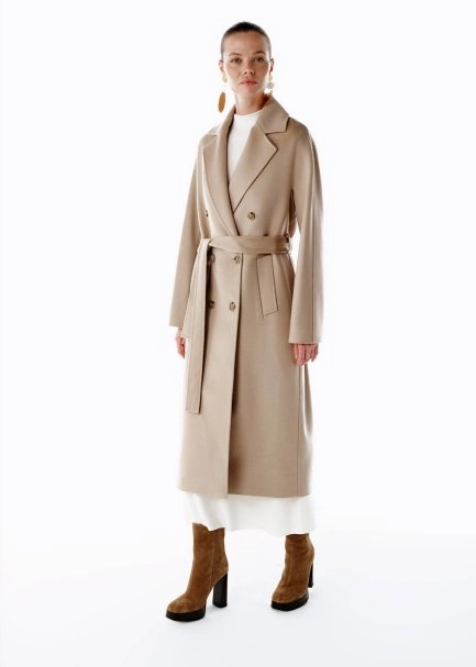 REGULAR FIT WOOL COAT LATTE - 1