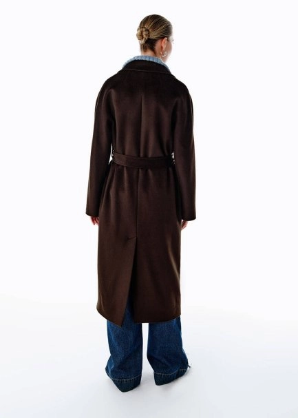 Regular Fıt Yün Kaban Koyu Kahverengi - 5