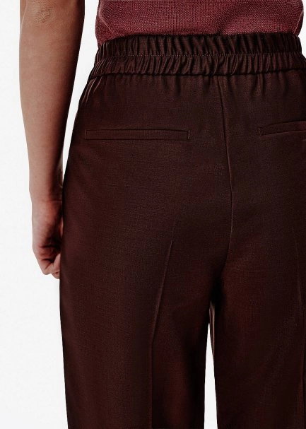 Relax Cut Straight Leg Sangria Color Pants - 4