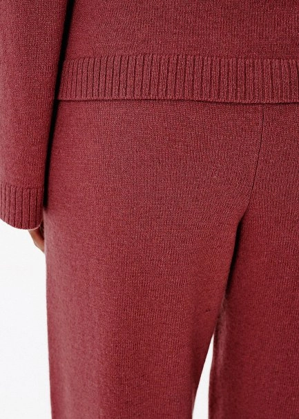 Relax Fit Antique Rose Cashmere Knit Pants - 4