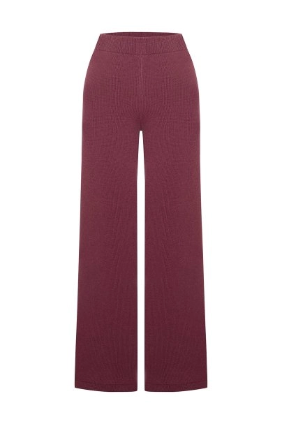 Relax Fit Antique Rose Cashmere Knit Pants - 6