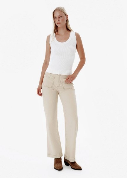 Relax Fit Cep Detay Bej Denim Pantolon - 3