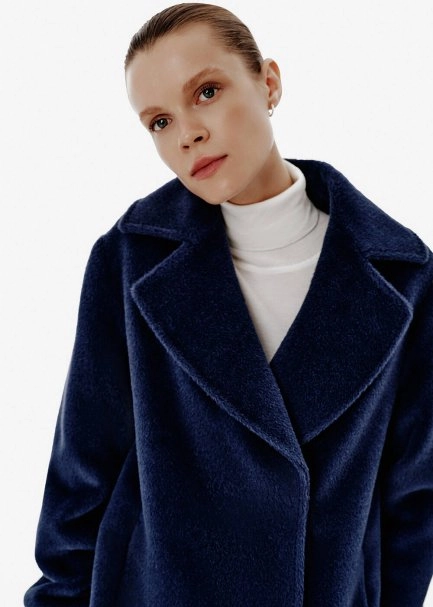 Relax Fit Double-Breasted Navy Alpaca Coat - 3