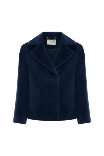 Relax Fit Double-Breasted Navy Alpaca Coat - 6