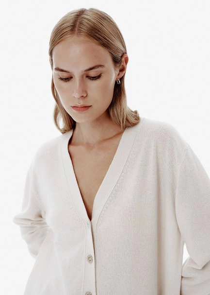 Relax Fit Ecru Knit Cardigan - 3