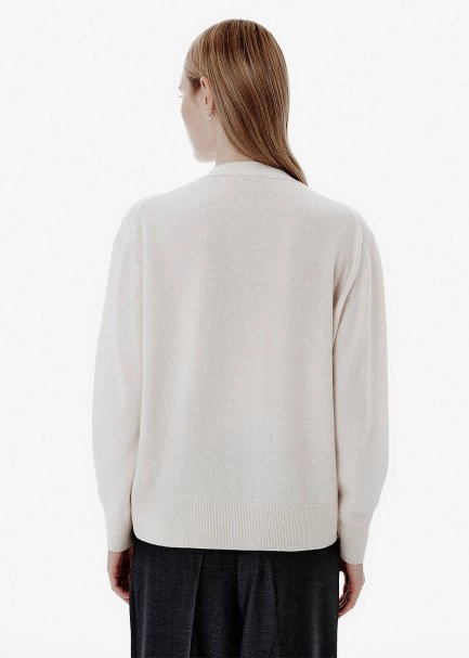 Relax Fit Ecru Knit Cardigan - 4