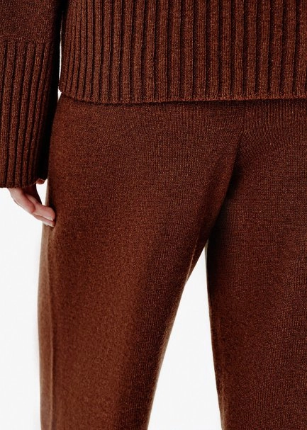 Relax Fit Kahverengi Kaşmir Triko Pantolon - 5