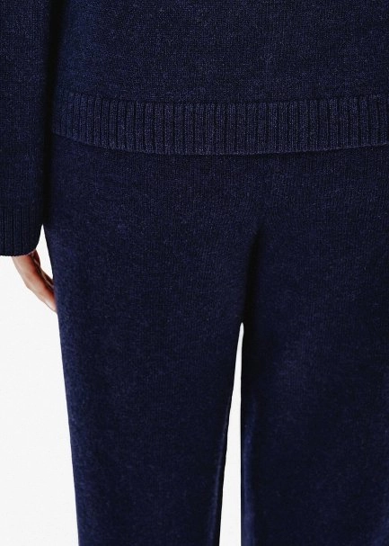 Relax Fit Navy Cashmere Knit Pants - 4
