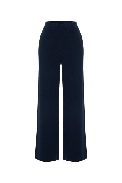 Relax Fit Navy Cashmere Knit Pants - 6