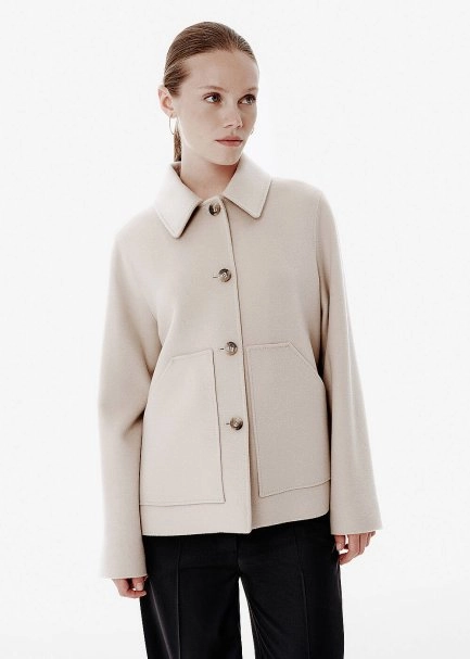 Relax Fit Pocket Detail Beige Coat - 3