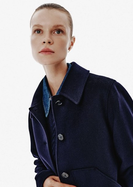 Relax Fit Pocket Detail Navy Coat - 4