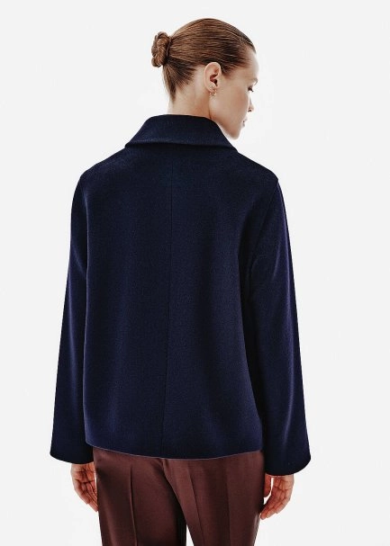 Relax Fit Pocket Detail Navy Coat - 5
