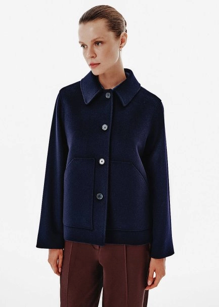Relax Fit Pocket Detail Navy Coat - 3