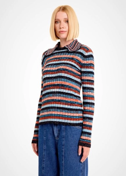 Renk Geçişli Çıkarılabilir Yaka Turkuaz Triko - 3