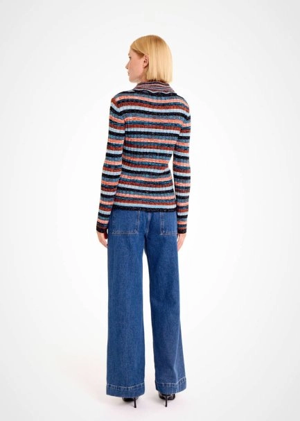 Renk Geçişli Çıkarılabilir Yaka Turkuaz Triko - 5