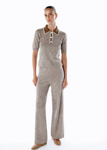 Renk Geçişli Triko Pantolon Naturel - 1