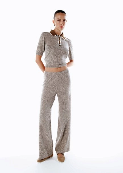 Renk Geçişli Triko Pantolon Naturel - 4