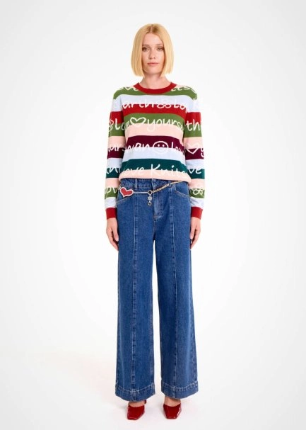 Renkli Slogan Desenli Triko - 2