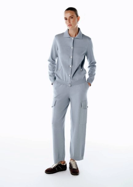 RETRO BLUE KNIT CARGO PANTS - 3