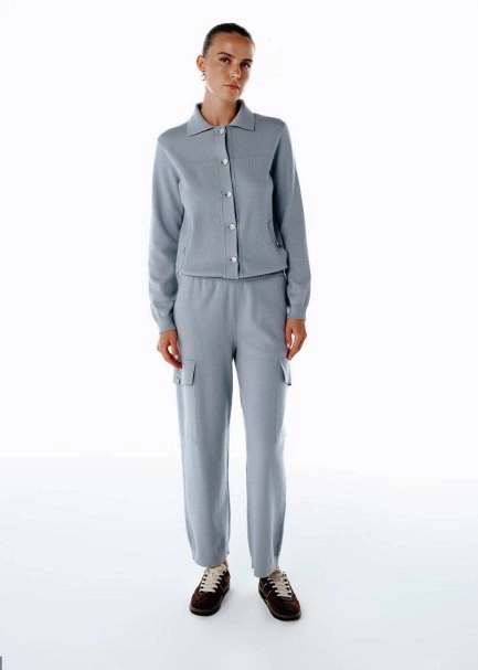 RETRO BLUE KNIT CARGO PANTS - 2