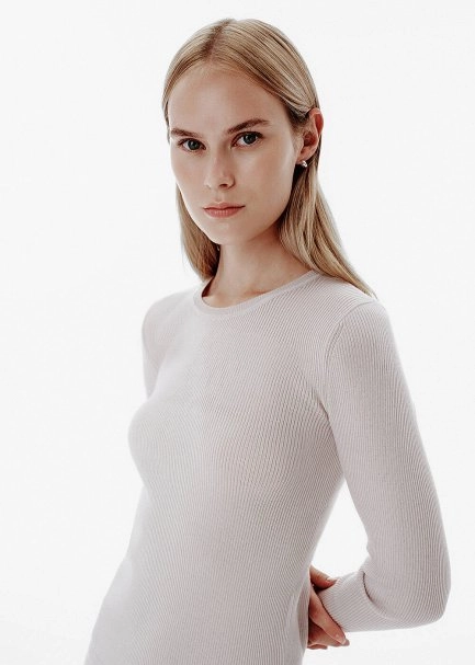 Rib Knit Beige Sweater - 3