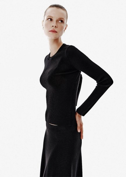 Rib Knit Black Sweater - 3