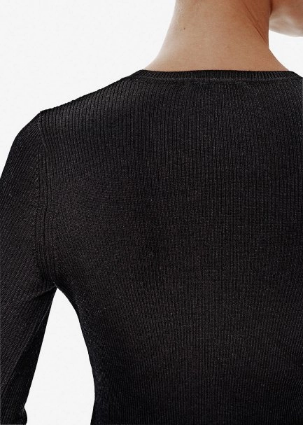 Rib Knit Black Sweater - 4