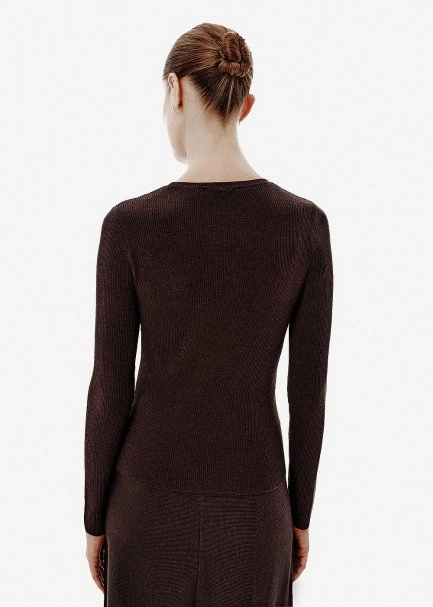 Rib Knit Brown Sweater - 5