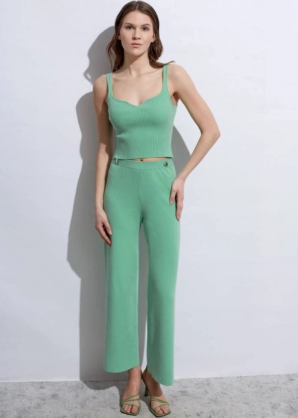 Ribbed Apple Mint Knit Tank Top - 6