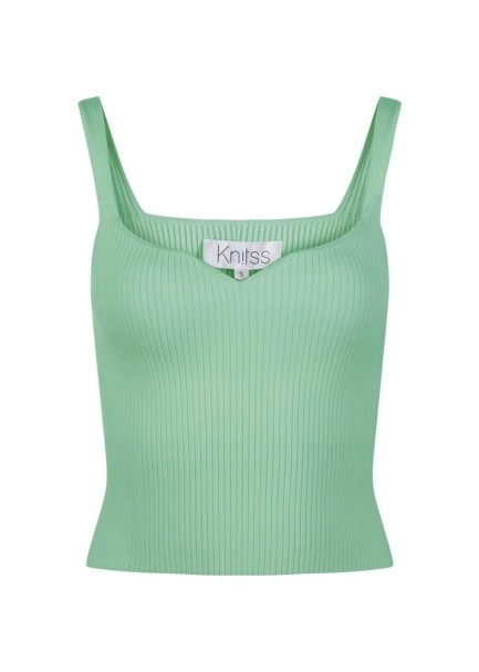 Ribbed Apple Mint Knit Tank Top - 8