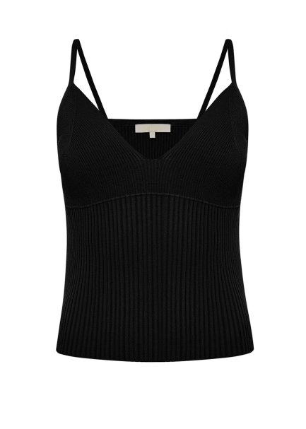 Ribbed Black Knit Top - 8