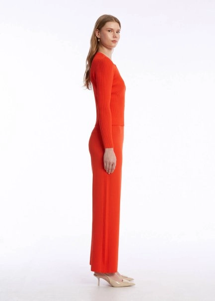 RIBBED DETAILED LOBSTER KNIT PANTS - 4