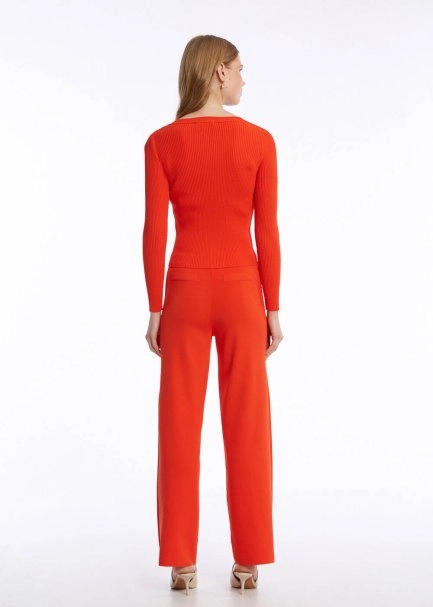 RIBBED DETAILED LOBSTER KNIT PANTS - 5