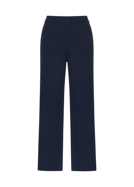 RIBBED DETAILED NAVY KNIT PANTS - 6