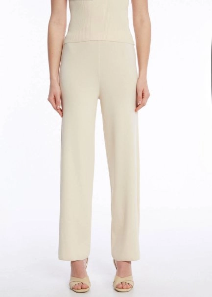 RIBBED DETAILED SAND KNIT PANTS - 2