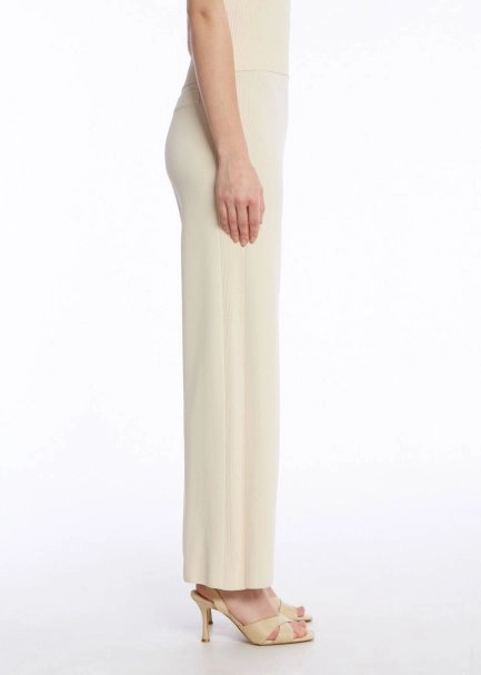 RIBBED DETAILED SAND KNIT PANTS - 3