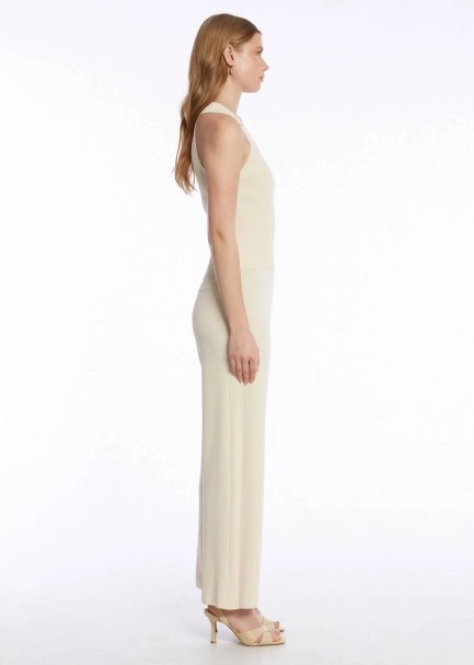 RIBBED DETAILED SAND KNIT PANTS - 4