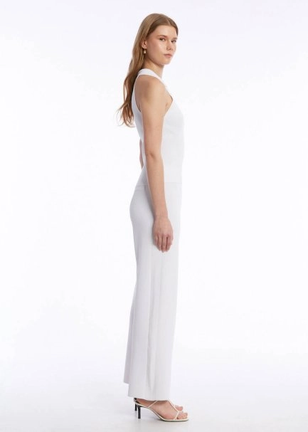 RIBBED DETAILED WHITE KNIT PANTS - 4