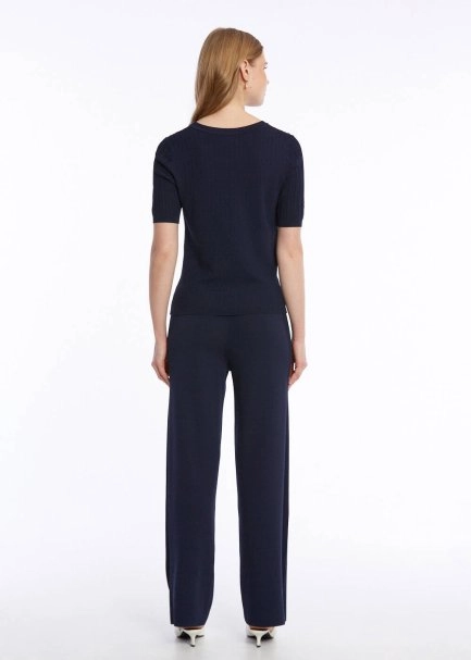 RIBBED NAVY KNIT TOP - 5