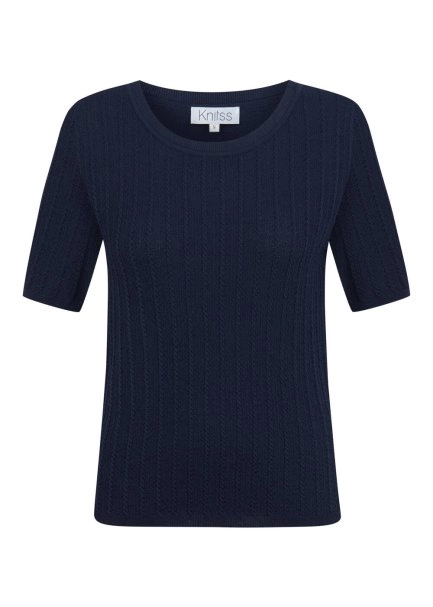 RIBBED NAVY KNIT TOP - 6