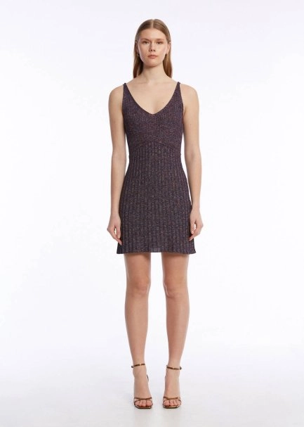 RIBBED PURPLE MINI KNIT DRESS - 2