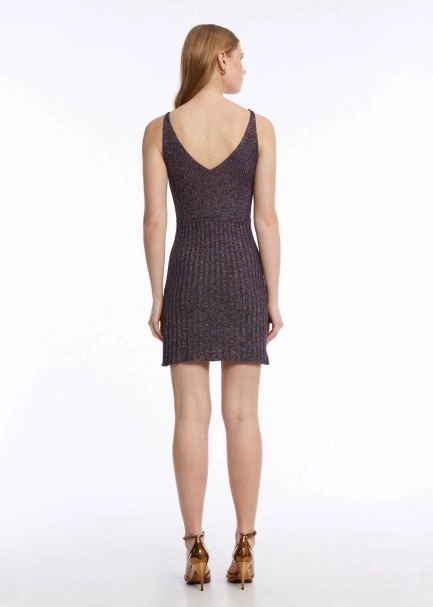RIBBED PURPLE MINI KNIT DRESS - 7
