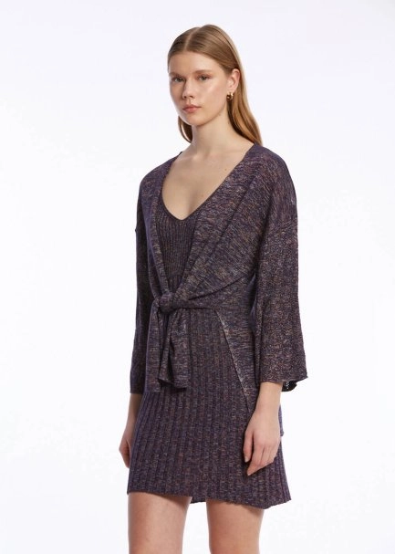 RIBBED PURPLE MINI KNIT DRESS - 3