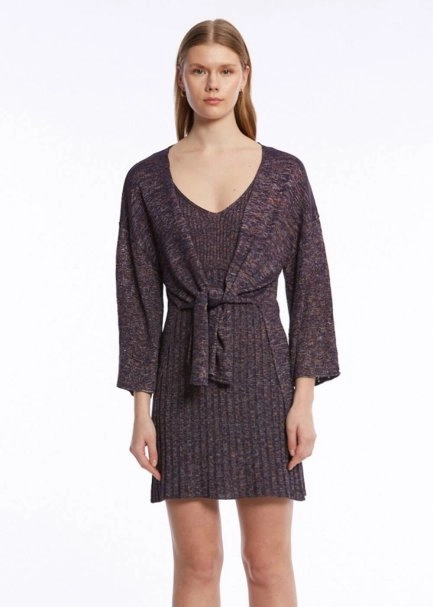 RIBBED PURPLE MINI KNIT DRESS - 6