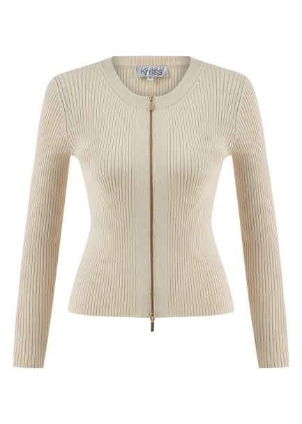 RIBBED SAND KNIT CARDIGAN - 6