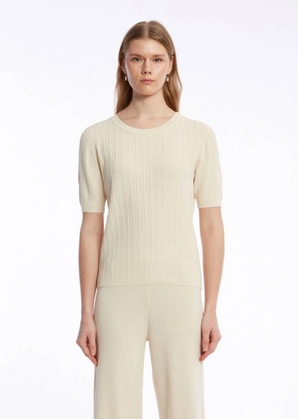 RIBBED SAND KNIT TOP - 1